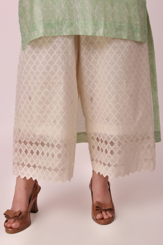 Ivory Applique & Scallop detail Pallazo