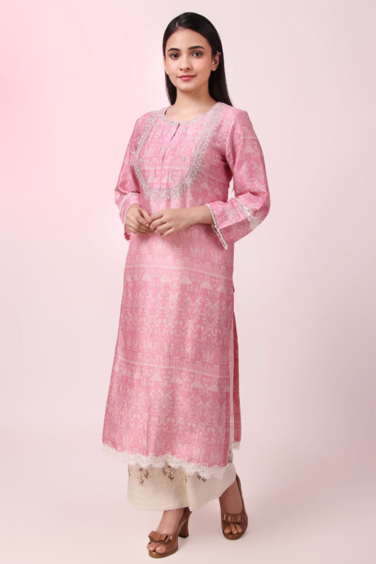 Zaria Chanderi Kurta Set - Image 3