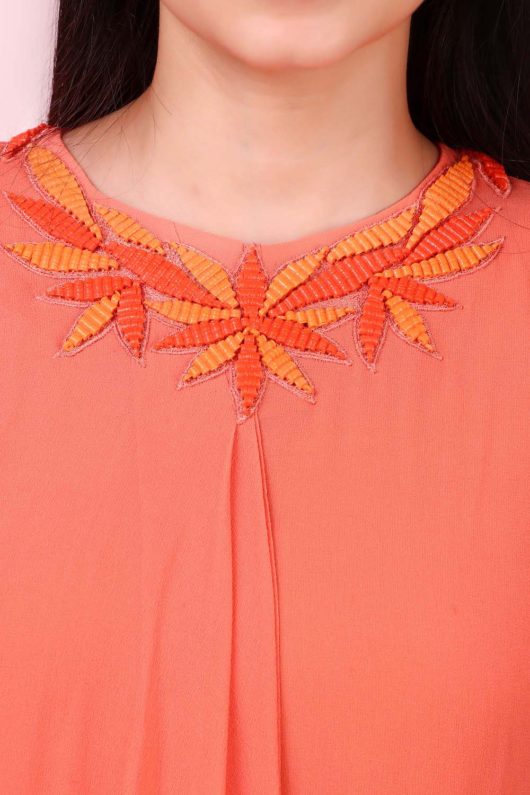 Tangerine Neckline embroidery Top - Image 4