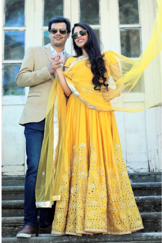 Marigold Cutwork Anarkali Suit