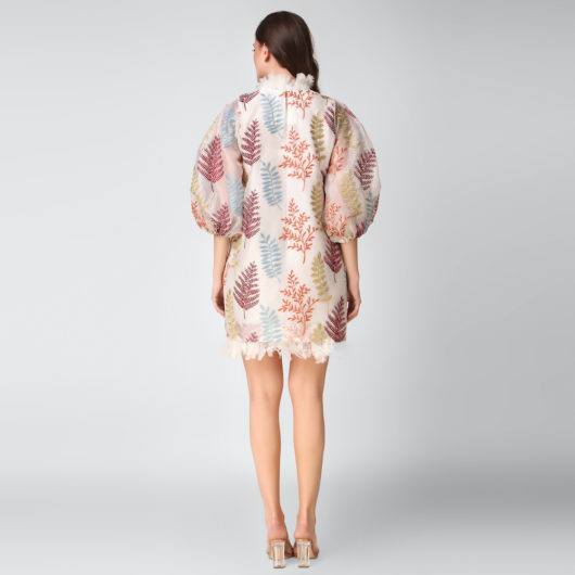 Fern Organza Dress with Feathers - Image 4