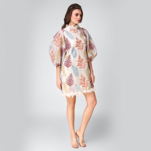 Fern Organza Dress with Feathers - Image 2