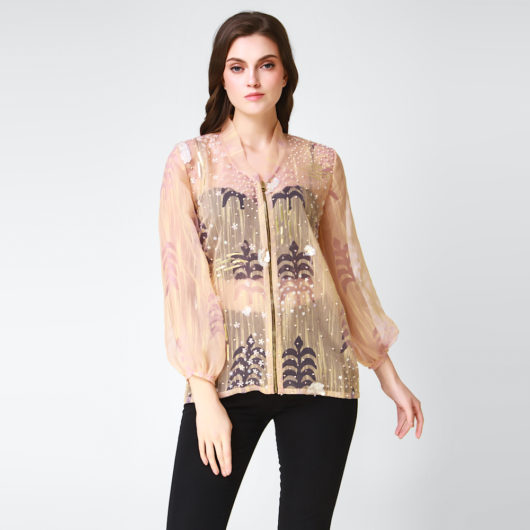 Fern Organza Bomber- Peach - Image 2