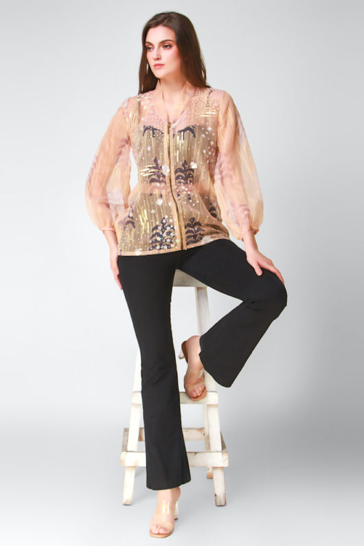 Fern Organza Bomber- Peach