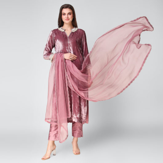 Velvet Kurta with Silk Pants