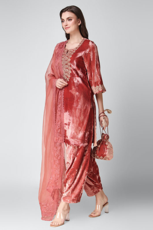 Velvet Kurta with Salwar