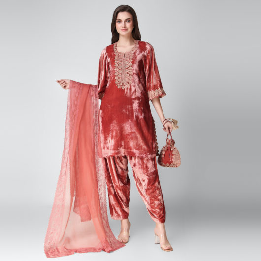 Velvet Kurta with Salwar - Image 3