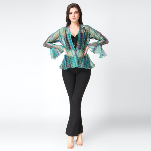 Check Organza Peplum jacket