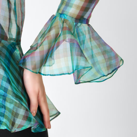 Check Organza Peplum jacket - Image 3